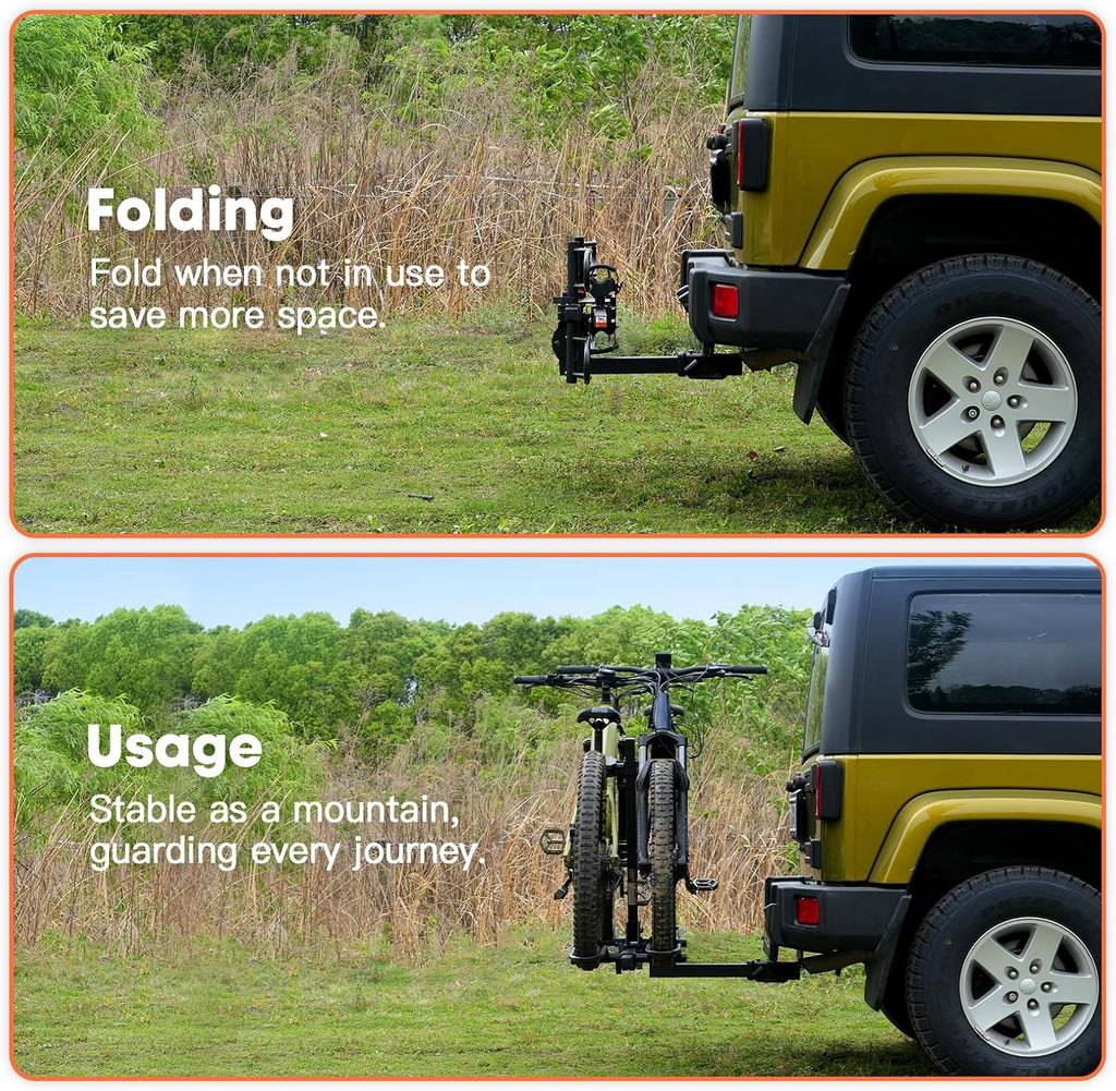 MagRack F2 200 lbs Capacity Electric Bike Rack, No Installation Bike Carrier for 2 Bike, Folding Bike Racks for Tow Hitch 2'' Receiver Cars Trucks SUVs Minivans RV, Trailer