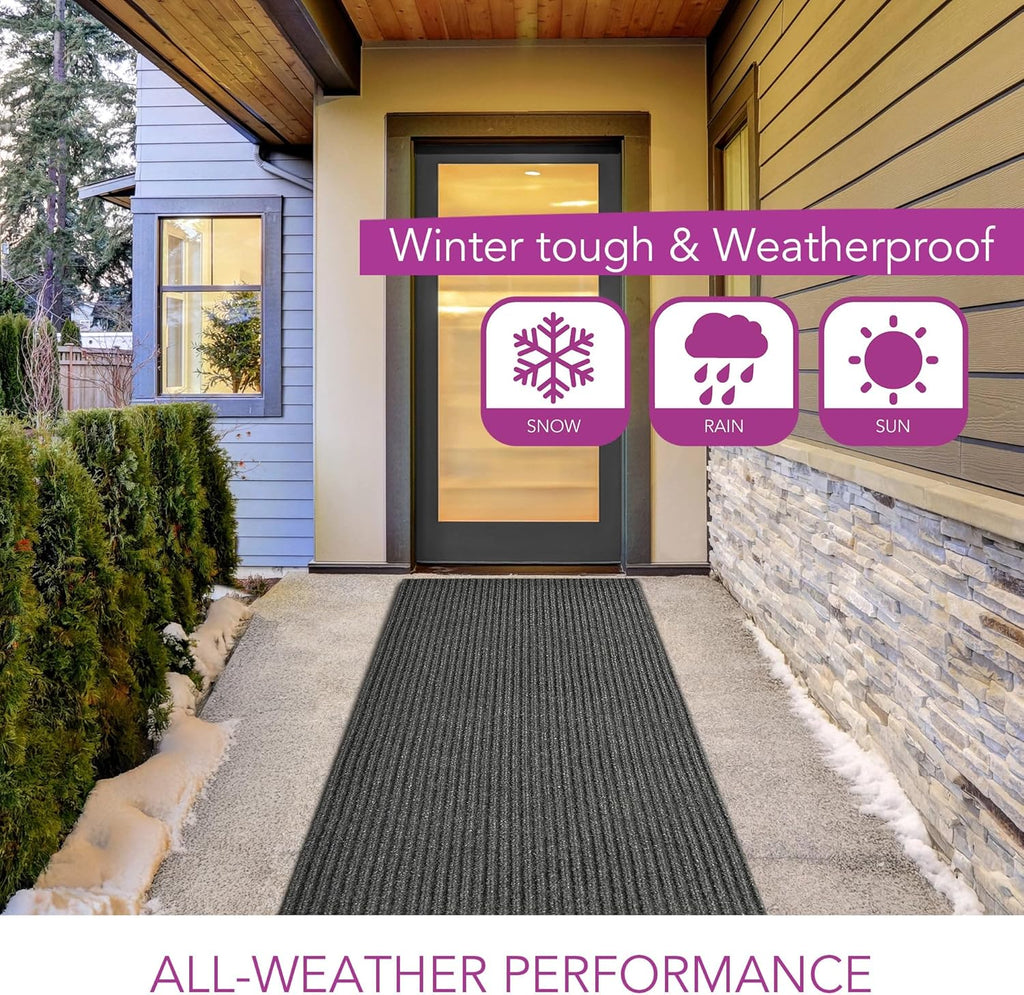 iCustomRug Spartan Weather Warrior Duty Indoor/Outdoor Utility Ribbed in 3ft,4ft,6ft Widths 70 Custom Sizes with Natural Non-Slip Rubber Backing 4'X82' in Charcoal