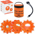LED Road Flares Roadside Emergency car kit Emergency Road Flares Kit with Magnetic Base for Vehicles & Boat | 9 Flash Modes(with Batteries) (3pack rechargeable)