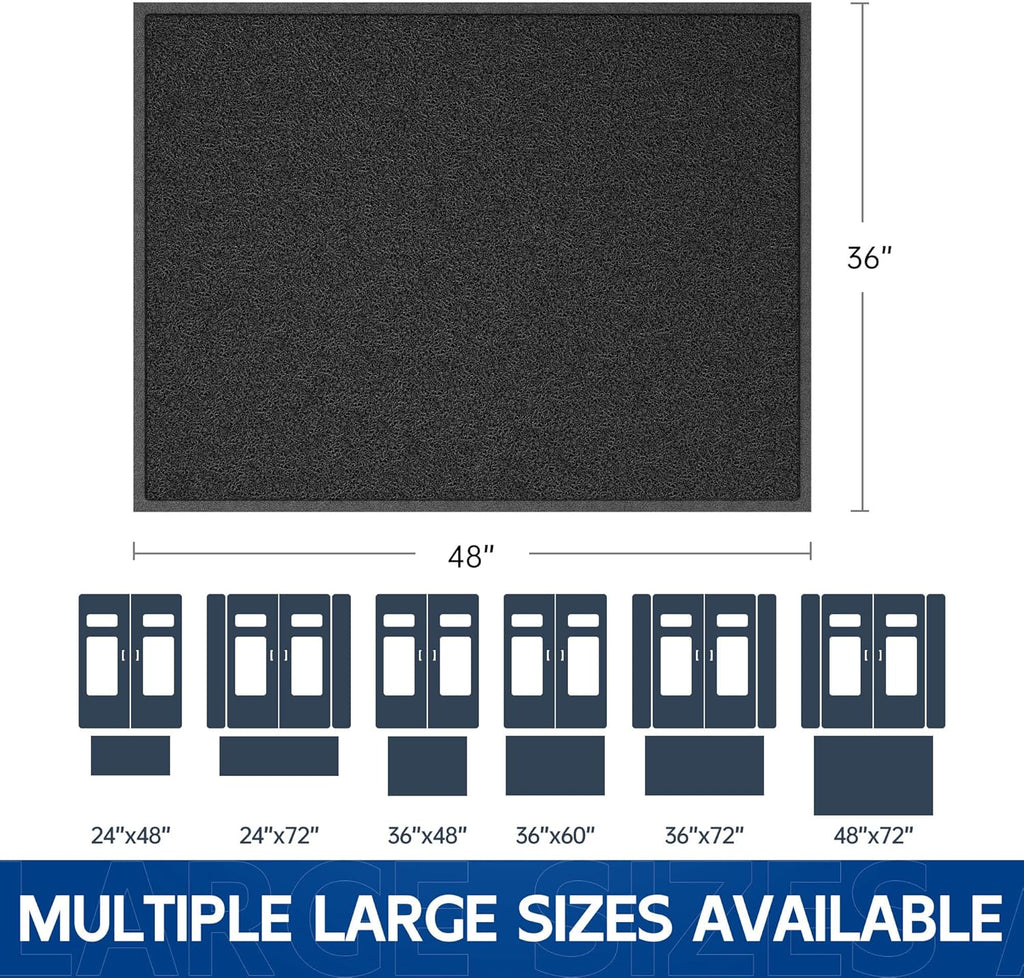 Sturdy Front Door Mat, 48" x 36" Heavy Duty Indoor Outdoor Doormat for Entryway, Fade Resistant, Waterproof Low Profile Entry Mat, Non Slip Welcome Mat for Outside Entrance, Patio, Home