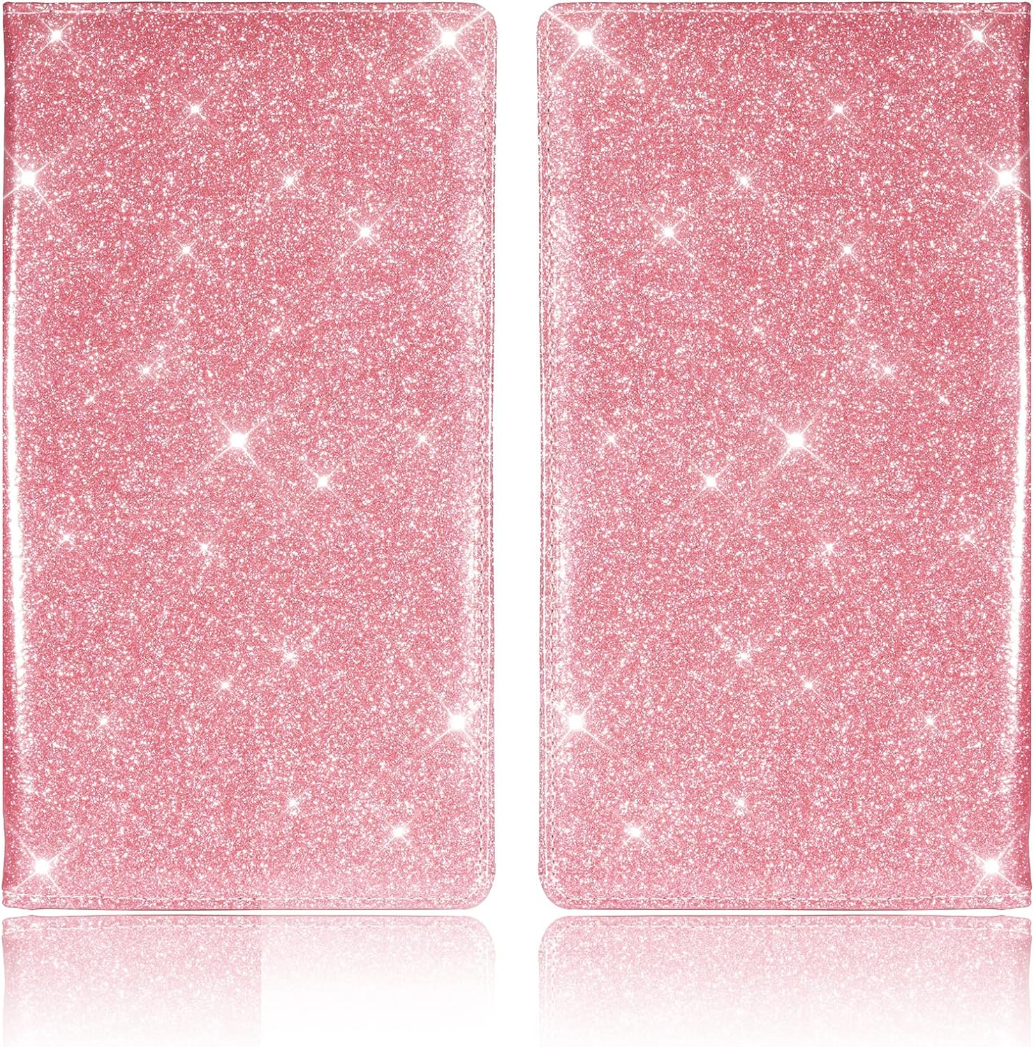 TOURSUIT Car Registration and Insurance Card Holder, Vehicle License Document Glove Box Compartment Organizer, Interior Car Accessories for Women Men Teens (Glitter Pink)