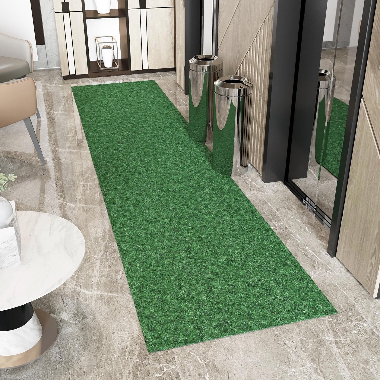 Ottomanson 2'7" x 15' Hallway Runner with Scraper Pile - Extra Durable Non-Slip Rug Mat for Indoor & Outdoor Use - Ideal for Kitchen, Entryway & Garage - High-Traffic Carpet, Green