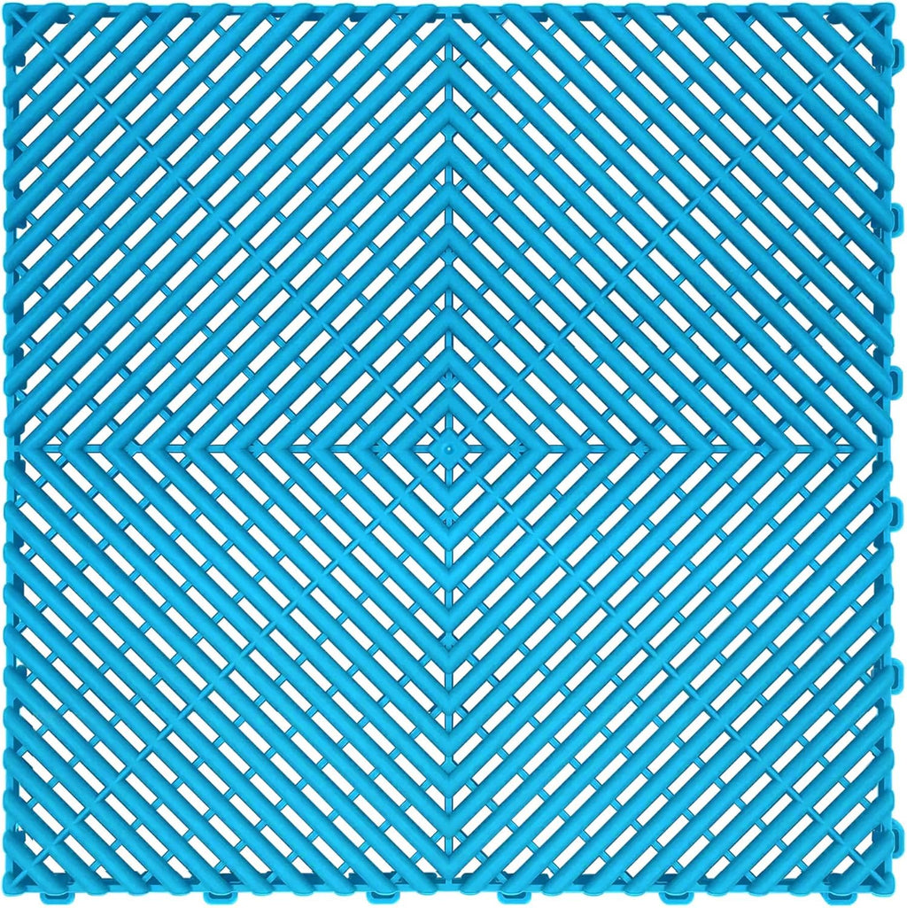 15.7"x15.7" Garage Flooring Tiles, Non-Slip Interlocking Plastic Garage Floor Mat, Garage Organization & Garage Storage, Vented Pattern(Tiffny Blue, 25PCS)