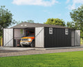 Jocisland 13.2x20.7x8 FT Heavy Duty Carport, Metal carport with 2 Lockable Doors & 4 Windows, Carport Canopy for for Truck, Car, Garbage Can, Tool, Lawnmower, Grey
