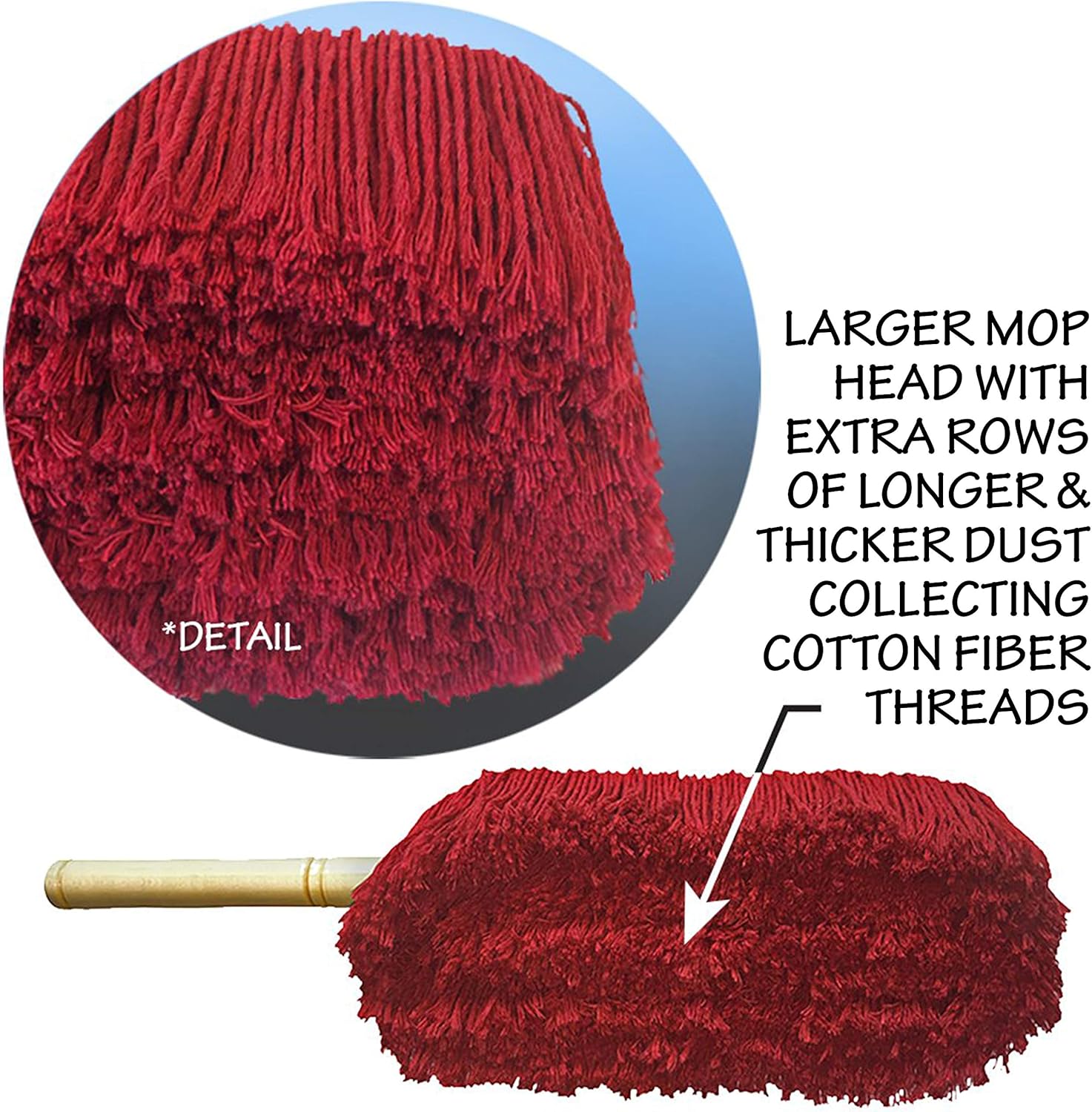 Premium Extra Large Car Duster with Durable Solid Wood Handle Includes Storage Cover - Professional Detailers Top Choice
