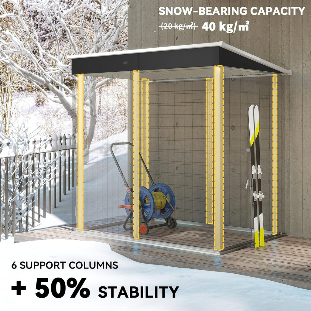 Outsunny 6' x 4' Outdoor Storage Shed, Easy to Assemble, Metal Garden Tool Shed with Lockable Door and Gloves for Backyard Garden Patio Lawn, Dark Gray