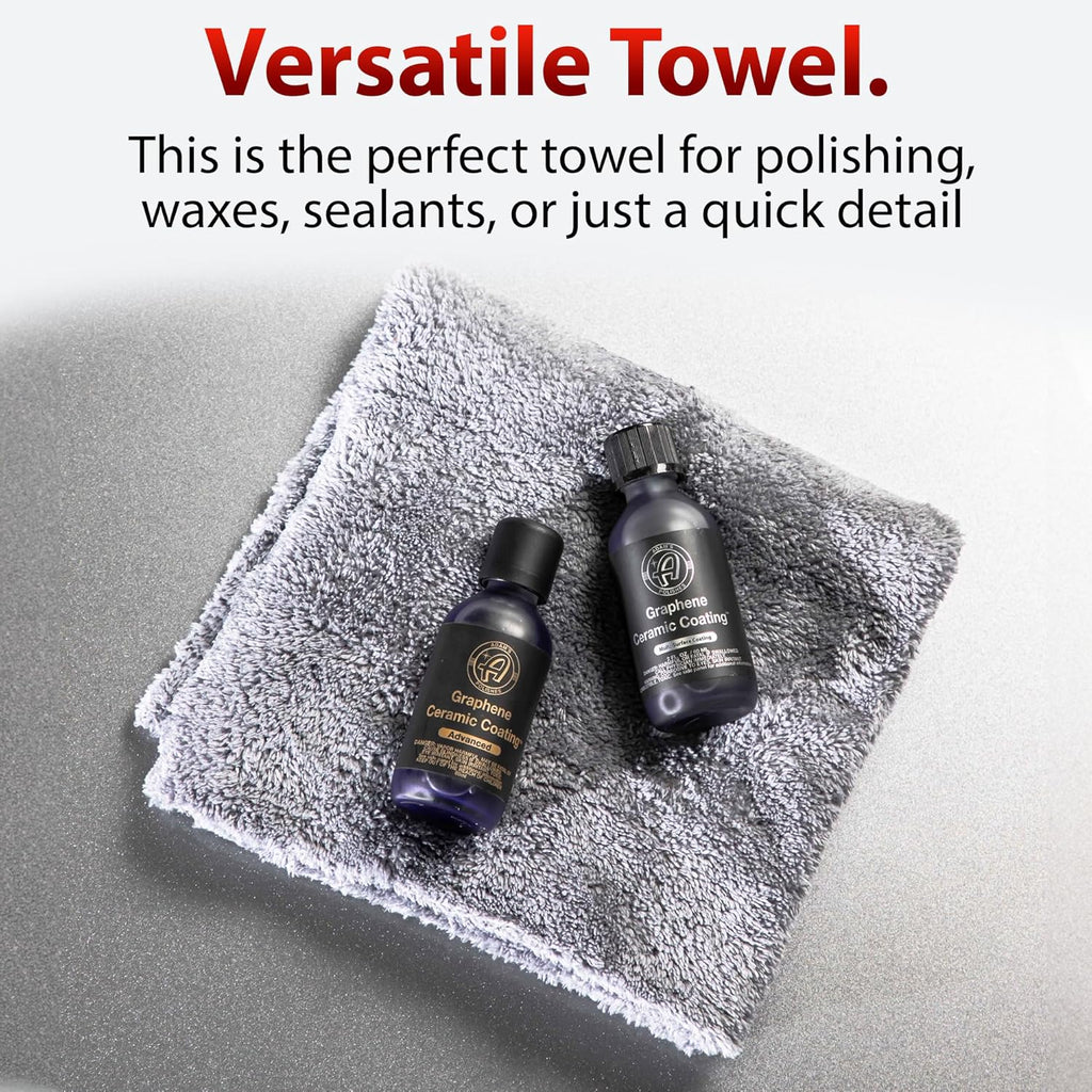 Adam's Borderless Grey Microfiber Towel (1pk) - Premium Ultra Soft Car Detailng Towel Cloths, 480gsm - Safe for Car Wash, Home Cleaning & Pet Drying Cloths (16 Inch x 16 Inch)