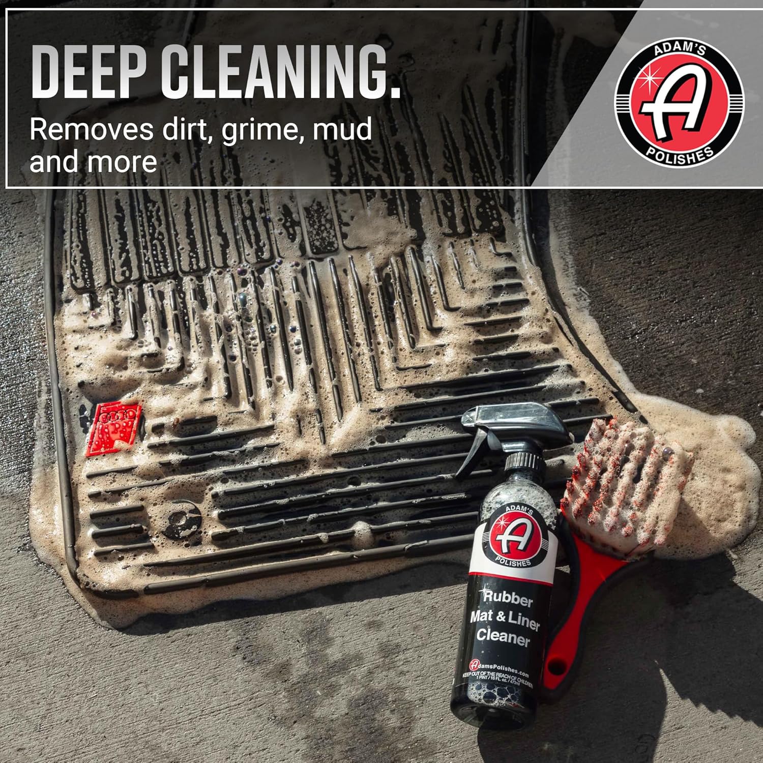 Adam's Polishes Rubber Mat & Liner Cleaner 16oz Protectant & Rubber Floor Mat Cleaning Solution for Car Detailing | Deep Cleans & Restores Mats, Truck Bed Cargo Liners, Trunk Mat Accessories & More