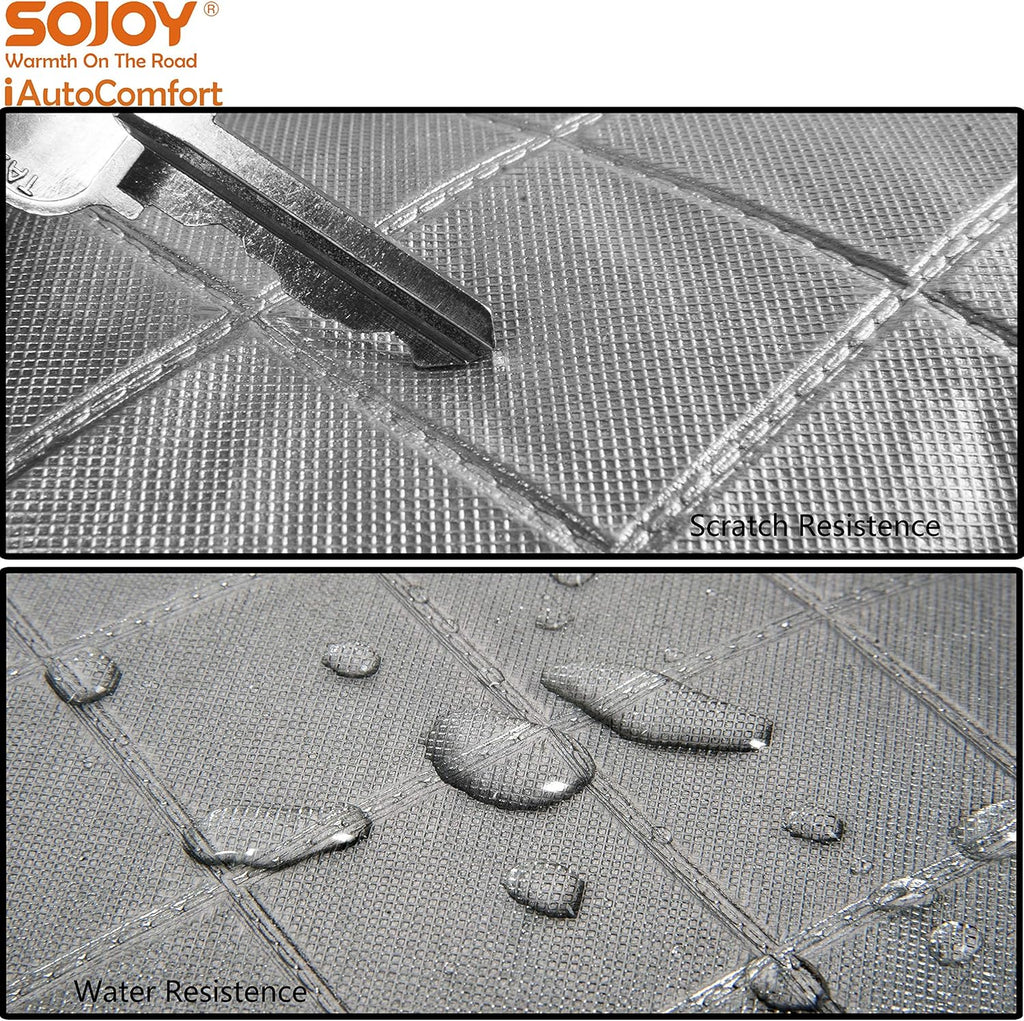 Sojoy Car Covers All Weather Waterproof Car Covers Soft Aluminum Car Cover for Automobiles,Dustproof/Snowproof/Windproof/Scratchproof/UV Protection Sedan Covers with Storage Bag 177"-215" (XXL)