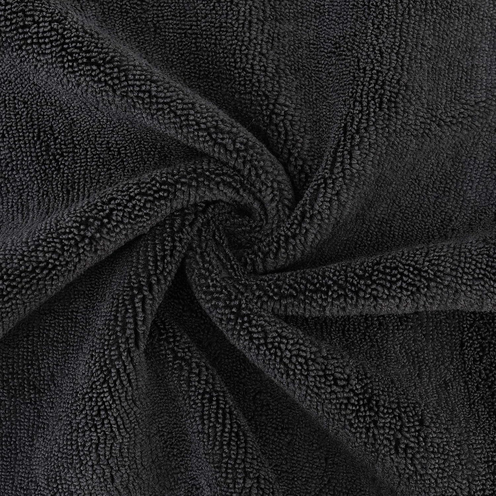 POLYTE Premium Microfiber Cleaning Towel,16 x 16 in, 12 Pack (Black)