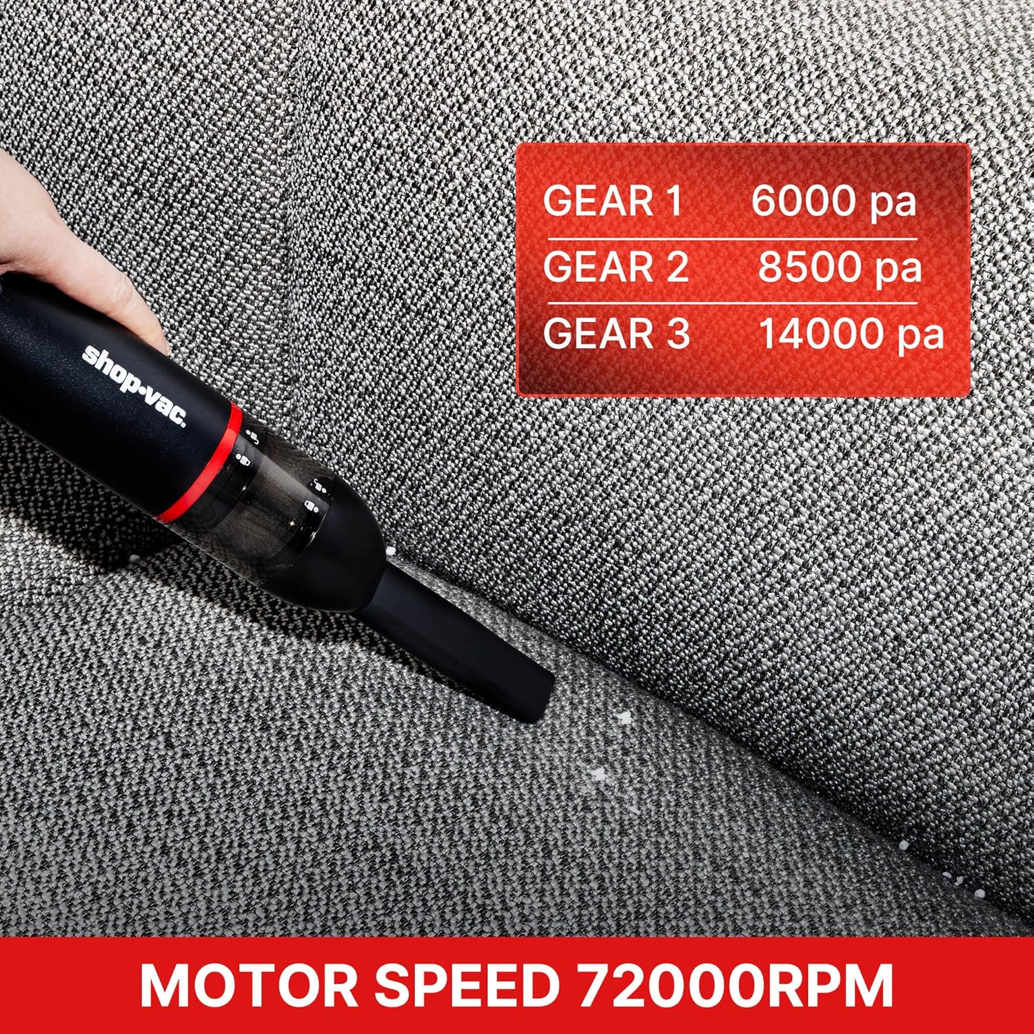 Shop-Vac Car Vacuum Cordless, 14000Pa 2-in-1 Blow/Suction Portable Air Duster, Mini Car Vacuum, Handheld & Lightweight with 6 Nozzles, Type-C Rechargeable for Auto/Home/Office