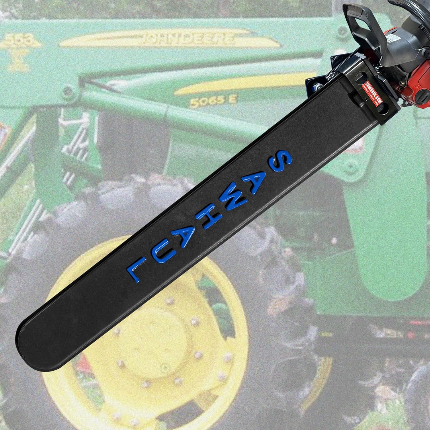 SawHaul Snap-Lok Universal Chainsaw Carrier Kit for Tractors and Skid Steers – 36 Inch Blue Scabbard with Rotating Mount – Compatible with All Chainsaw Brands – Made in USA