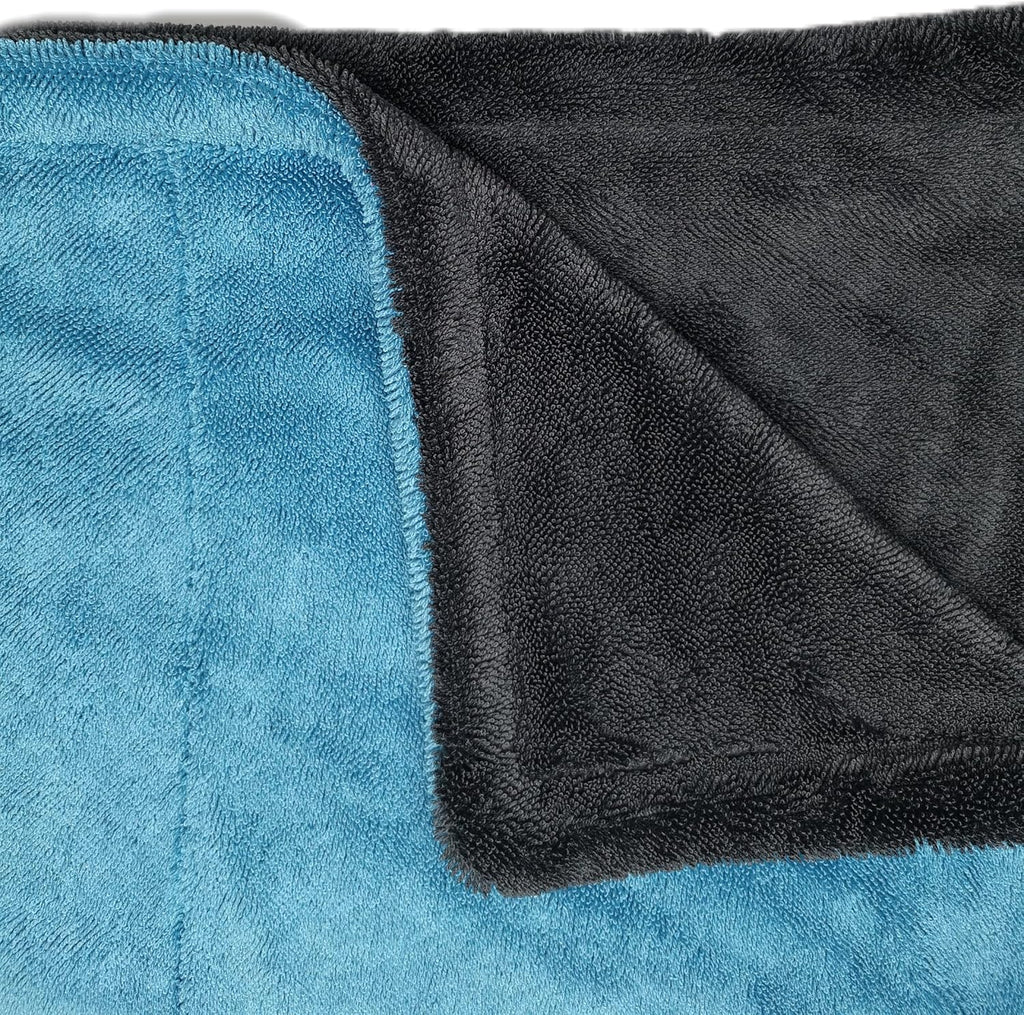SOFTBATFY 1200 GSM 36" x 24"Dual Sided Microfiber Car Cleaning Drying Towel with Twist Pile, Super Absorbent, Scratch-Free, Machine Washable (Blue-Grey)