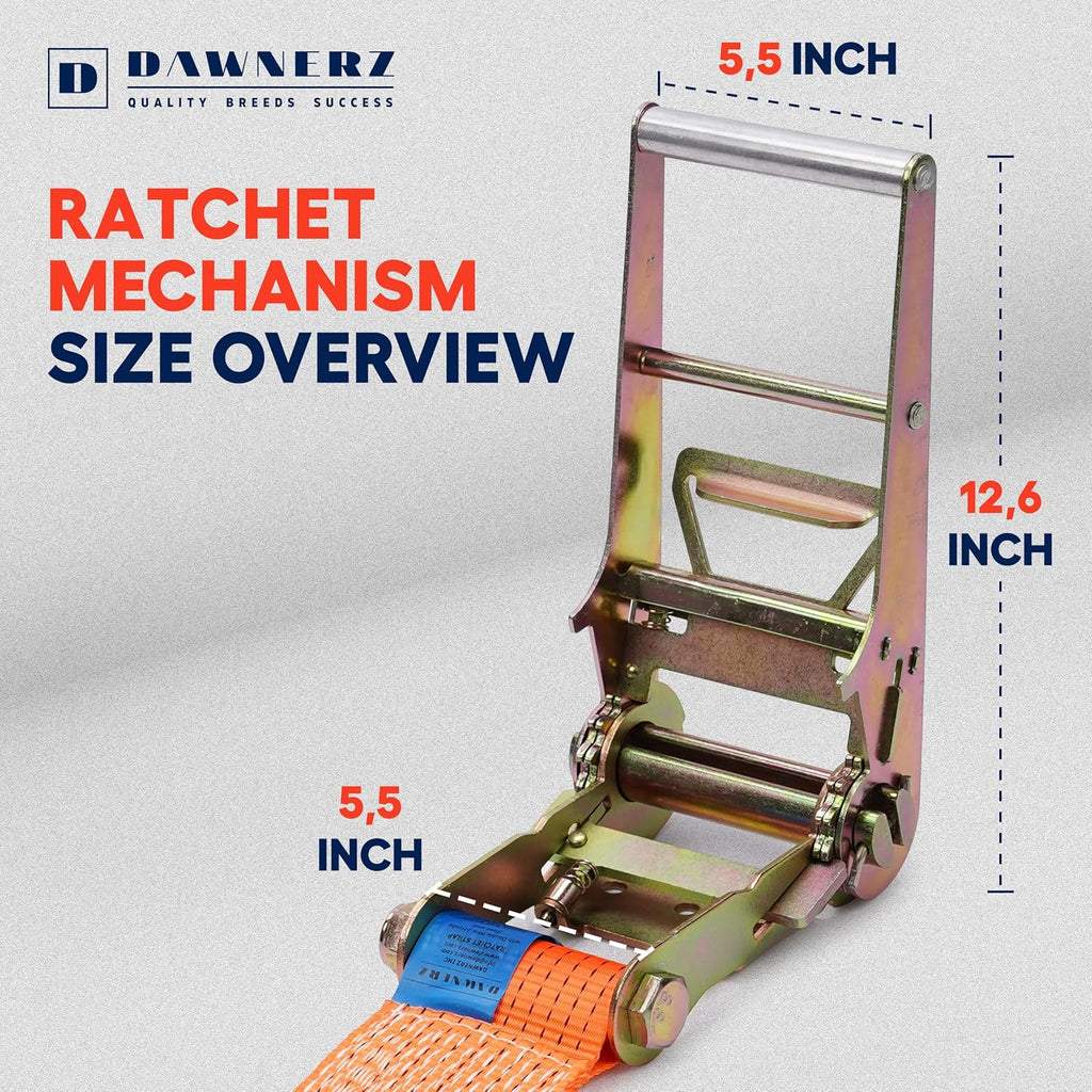 Ratchet Straps with Double J Hook 4 inch X 40 ft - Heavy Duty Ratchet Straps 22000 Lb Breaking Strength - Cargo Tie Downs for Truck and Trailer