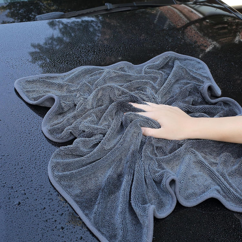 JOYMOOP Car Dry Towel, Quick Drying, Medium Size, Microfiber Cleaning Cloth, Dark Grey, 35.4 x 23.6 Inches, 2 Pack for Boates, RVs, SUVs, Trucks, Cars